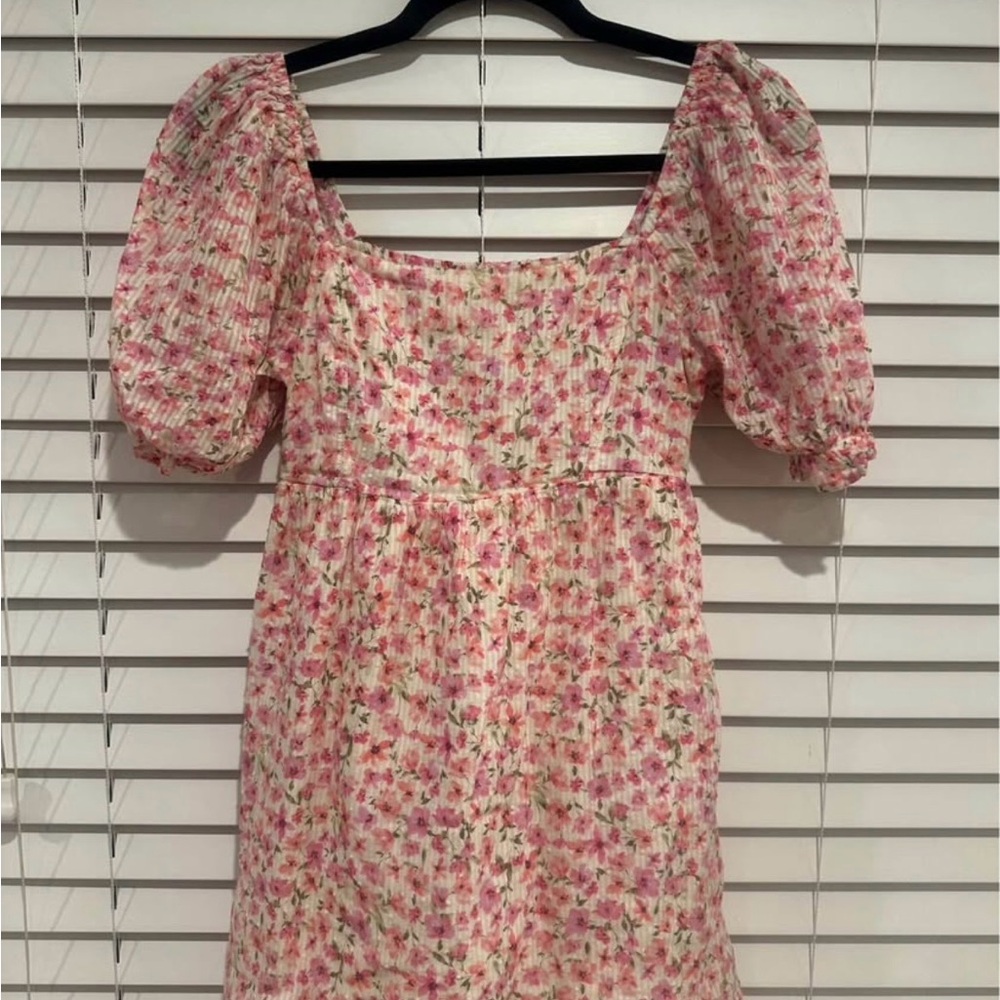 Floral Pink Puff Sleeve Dress